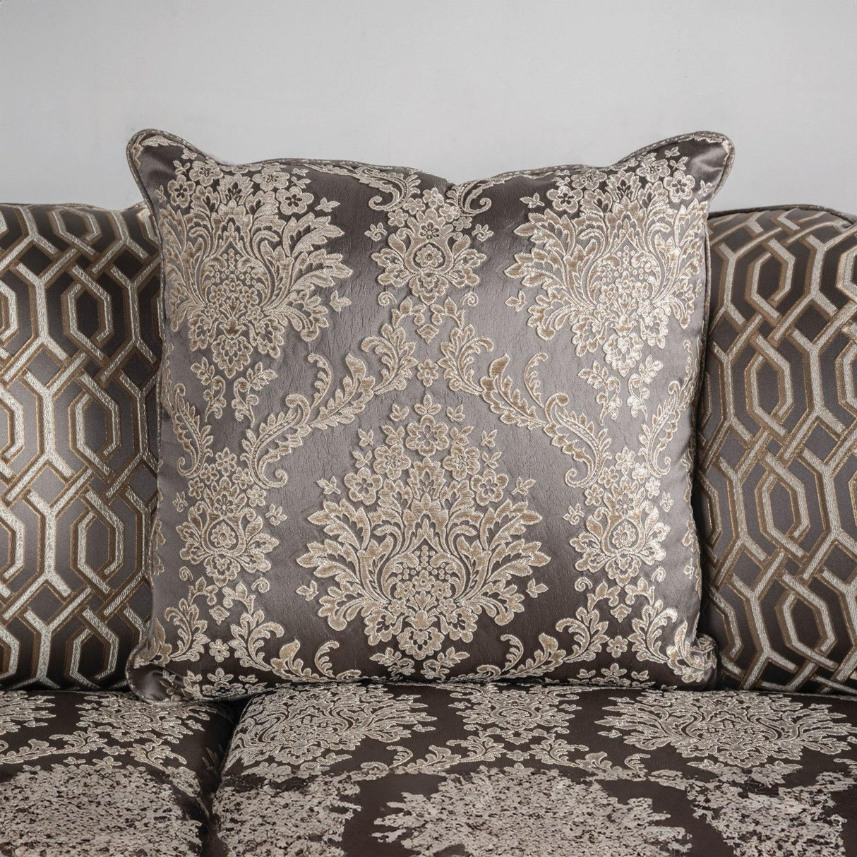 Catalonia Beige/Dark Cherry Loveseat by Furniture of America at Eve Furniture