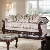 Catalonia Beige/Dark Cherry Upholstery Living Room Set by Furniture of America at Eve Furniture