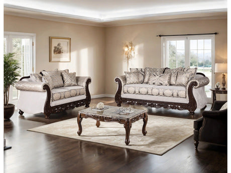 Catalonia Beige/Dark Cherry Upholstery Living Room Set by Furniture of America at Eve Furniture