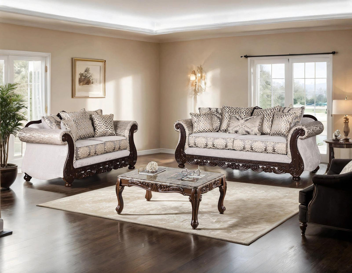 Catalonia Beige/Dark Cherry Loveseat by Furniture of America at Eve Furniture