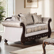 Catalonia Beige/Dark Cherry Loveseat by Furniture of America at Eve Furniture
