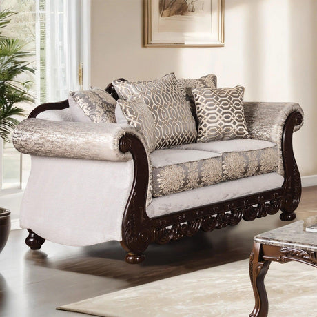 Catalonia Beige/Dark Cherry Loveseat by Furniture of America at Eve Furniture
