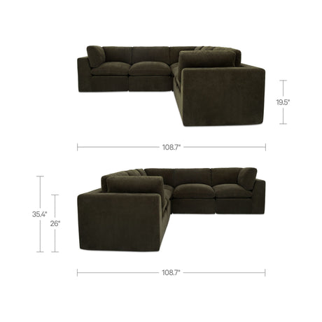 Cates Dark Green Classic L Modular Sectional by MOES at Eve Furniture