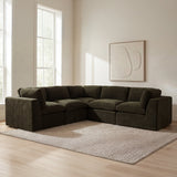 Cates Dark Green Classic L Modular Sectional by MOES at Eve Furniture