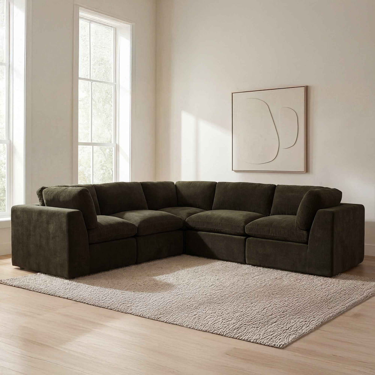 Cates Dark Green Classic L Modular Sectional by Moe's Home at Eve Furniture