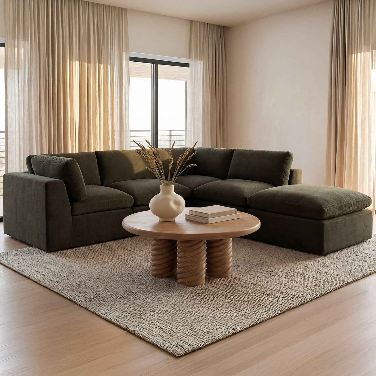 Cates Dark Green Dream Modular Sectional by Moe's Home at Eve Furniture