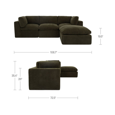 Cates Dark Green Lounge Modular Sectional by MOES at Eve Furniture