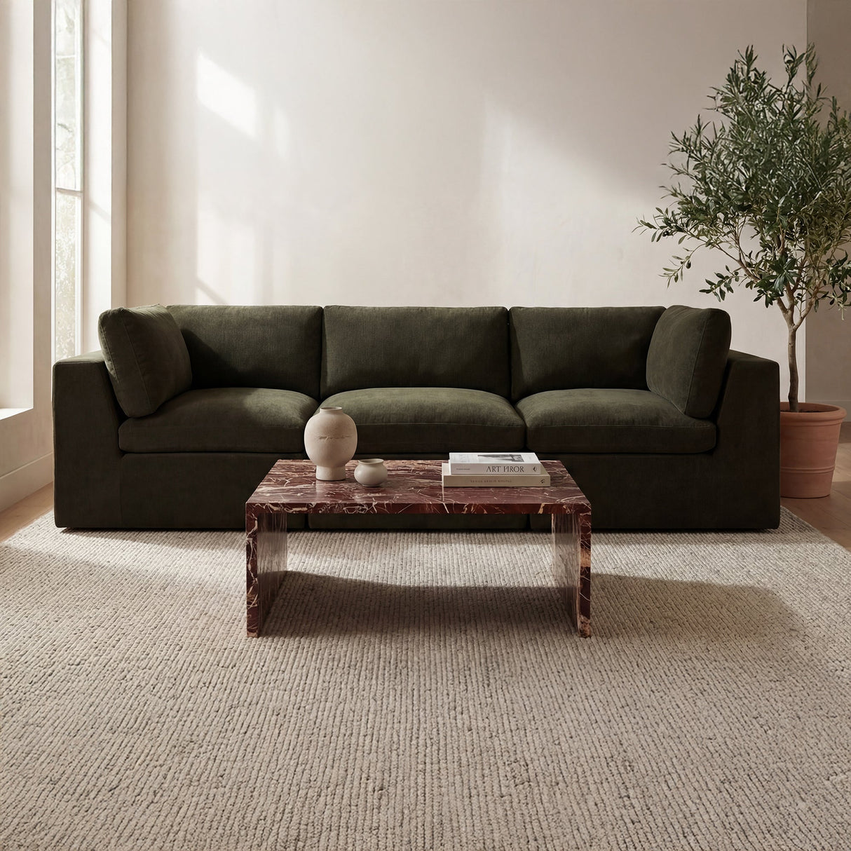Cates Dark Green Modular Sofa by MOES at Eve Furniture