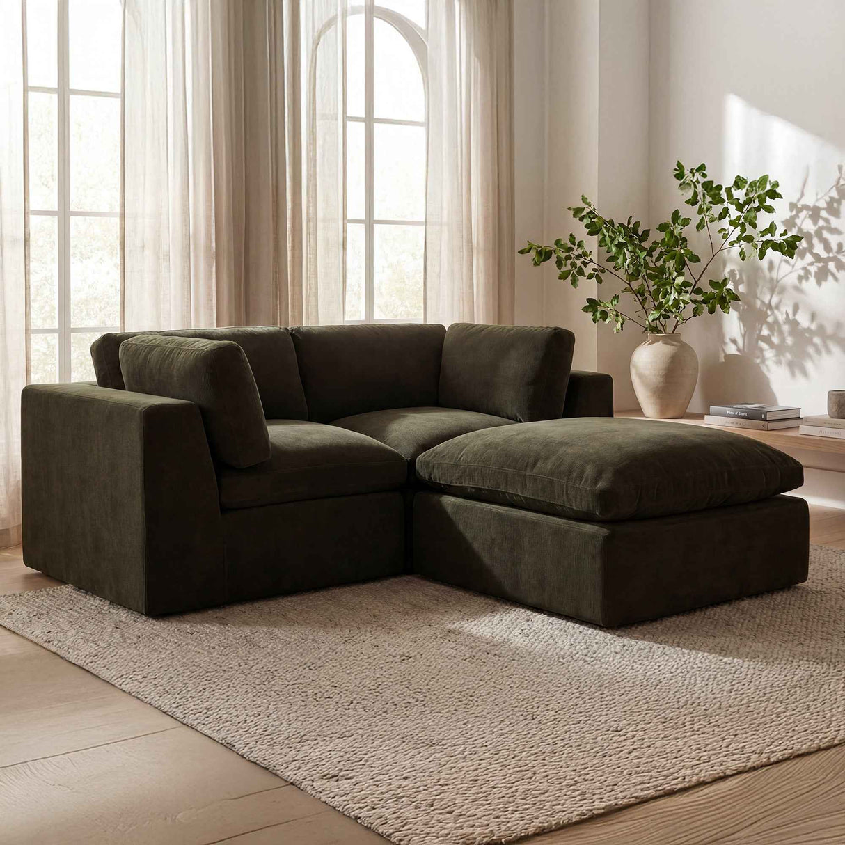 Cates Dark Green Nook Modular Sectional by Moe's Home at Eve Furniture