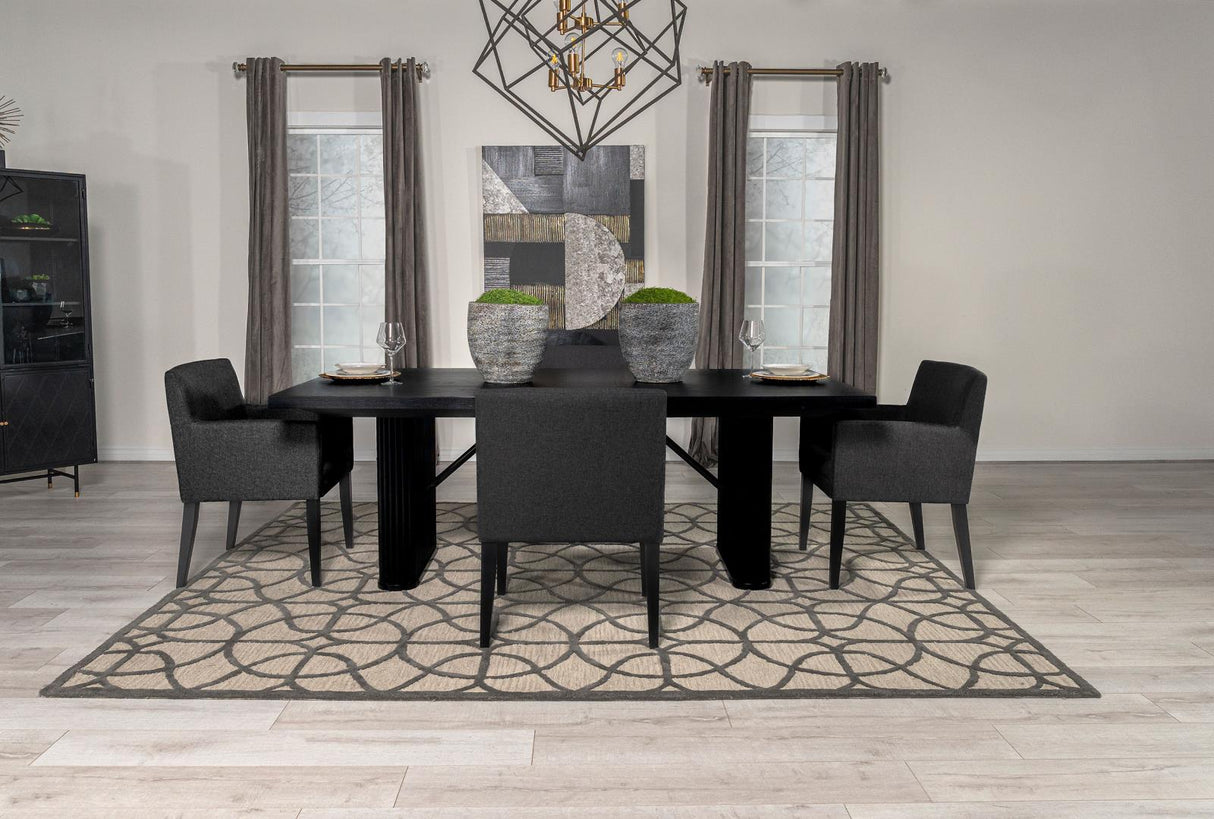 Catherine Charcoal Grey/Black 5-Piece Double Pedestal Dining Set