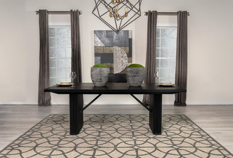 Catherine Black Rectangular Double Pedestal Dining Table by Coaster at Eve Furniture
