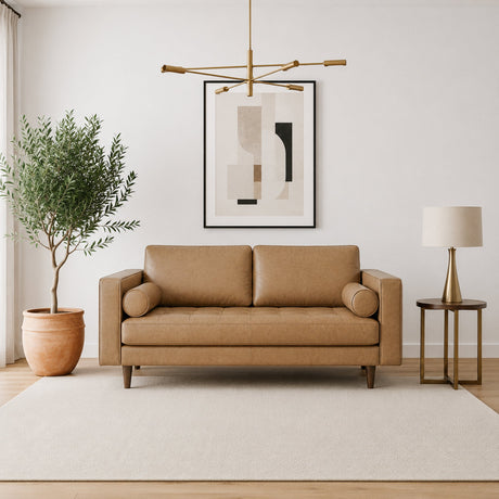 Catherine Genuine Tan Leather Loveseat by Ashcroft Furniture at Eve Furniture