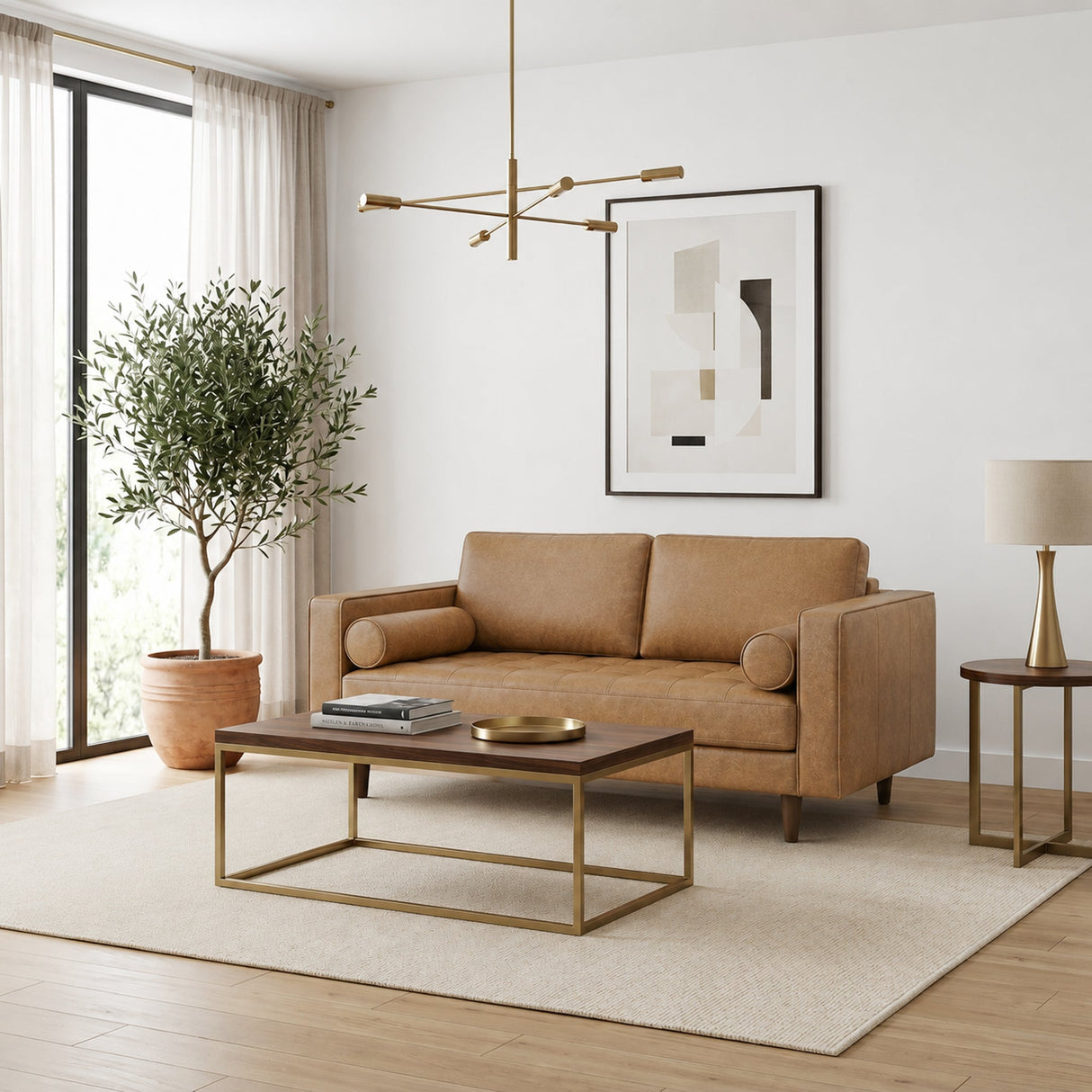 Catherine Genuine Tan Leather Loveseat by Ashcroft Furniture at Eve Furniture