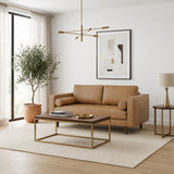 Catherine Genuine Tan Leather Loveseat by Ashcroft Furniture at Eve Furniture