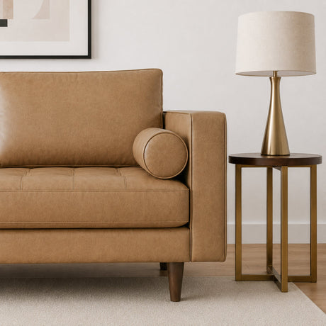 Catherine Genuine Tan Leather Loveseat by Ashcroft Furniture at Eve Furniture
