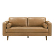 Catherine Genuine Tan Leather Loveseat by Ashcroft Furniture at Eve Furniture