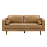 Catherine Genuine Tan Leather Loveseat by Ashcroft Furniture at Eve Furniture