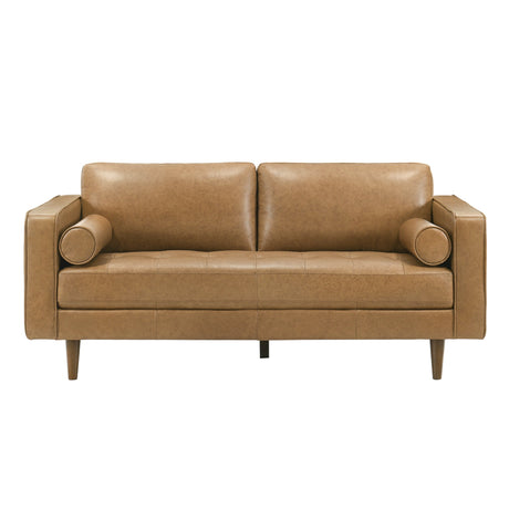 Catherine Genuine Tan Leather Loveseat by Ashcroft Furniture at Eve Furniture
