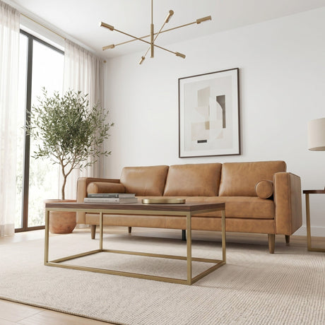 Catherine Genuine Tan Leather Sofa by Ashcroft Furniture at Eve Furniture