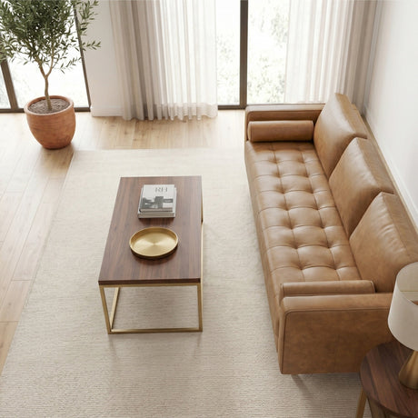 Catherine Genuine Tan Leather Sofa by Ashcroft Furniture at Eve Furniture