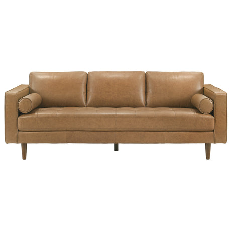Catherine Genuine Tan Leather Sofa by Ashcroft Furniture at Eve Furniture