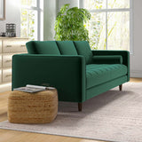 Catherine Mid-Century Modern Sofa 84" / Dark Green Velvet