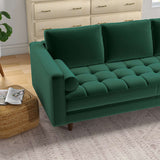 Catherine Mid-Century Modern Sofa 84" / Dark Green Velvet