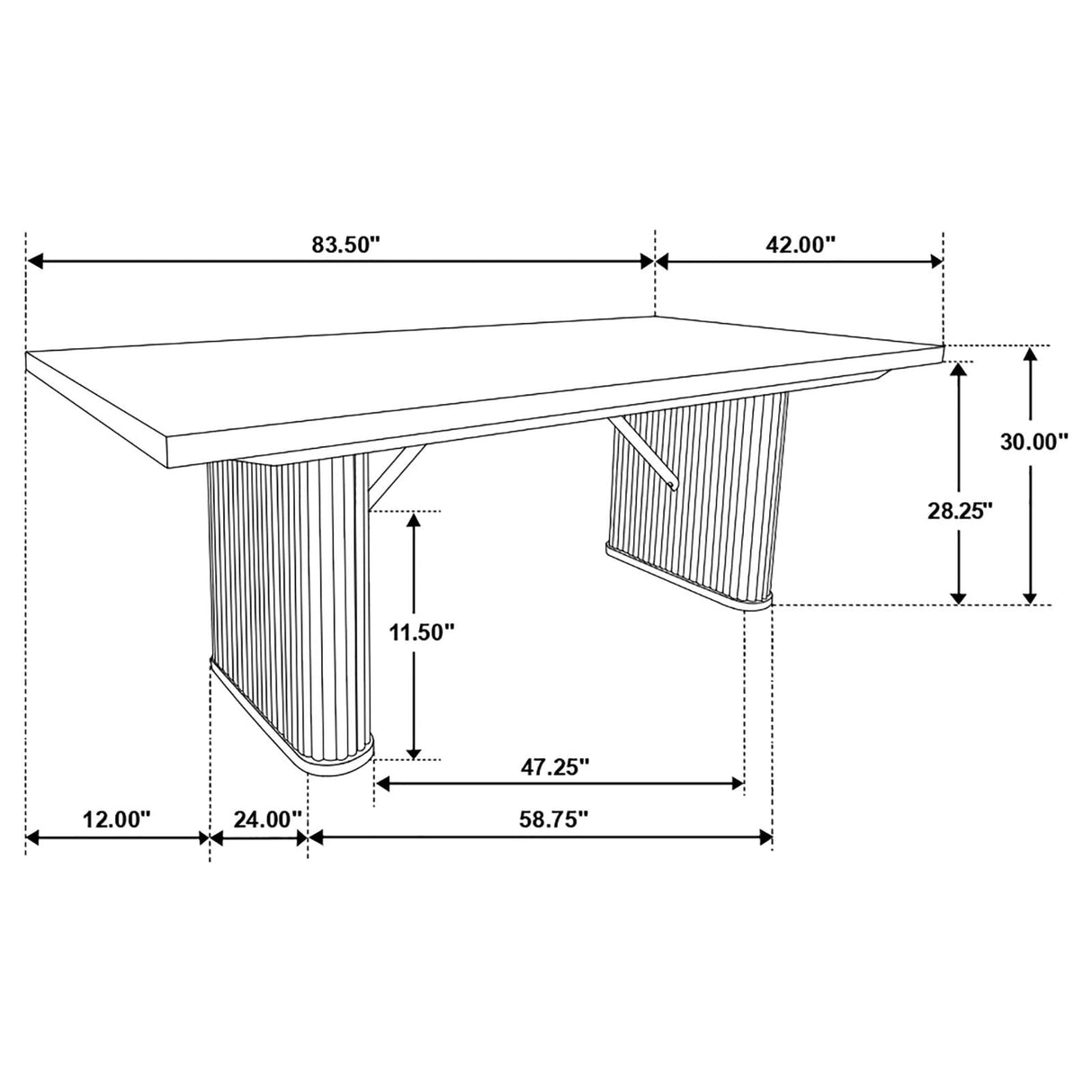 Catherine Rectangular Double Pedestal Dining Table Black