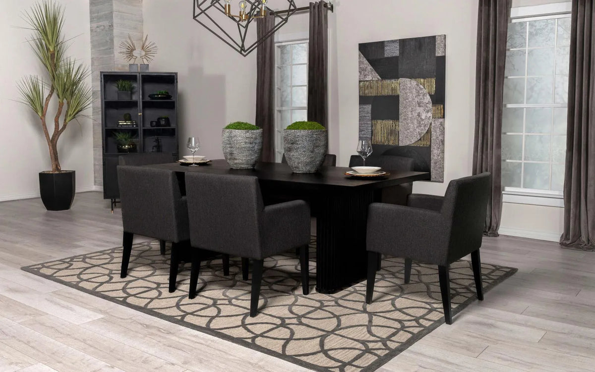 Catherine Upholstered Dining Arm Chair Charcoal Grey and Black (Set of 2) by Coaster at Eve Furniture