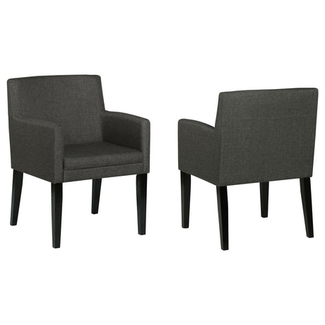 Catherine Upholstered Dining Arm Chair Charcoal Grey and Black (Set of 2) by Coaster at Eve Furniture