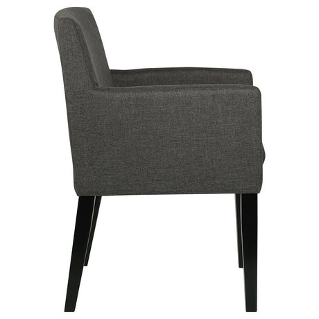 Catherine Upholstered Dining Arm Chair Charcoal Grey and Black (Set of 2) by Coaster at Eve Furniture