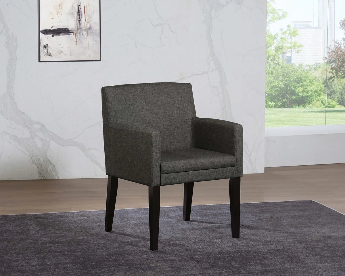 Catherine Upholstered Dining Arm Chair Charcoal Grey and Black (Set of 2) by Coaster at Eve Furniture