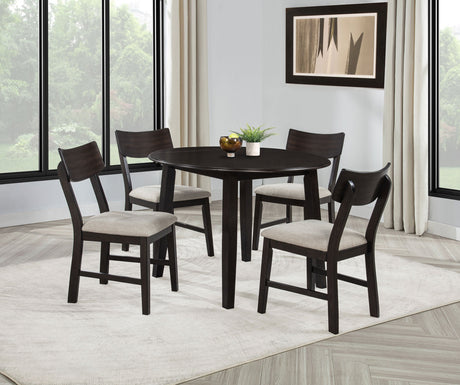 Catley Dark Coffee 5-piece Round Drop Leaf Dining Table Set by Coaster at Eve Furniture