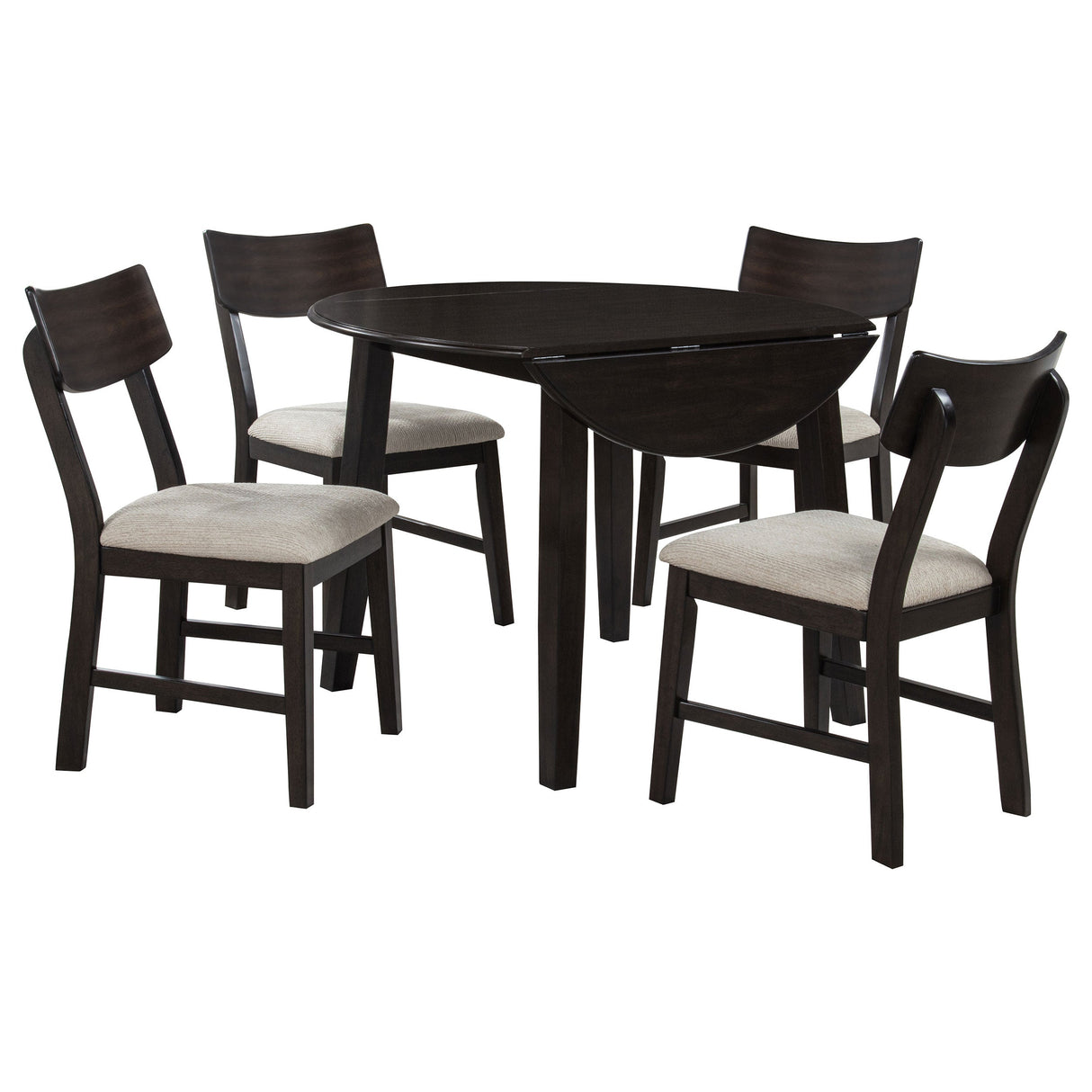 Catley Dark Coffee 5-piece Round Drop Leaf Dining Table Set by Coaster at Eve Furniture