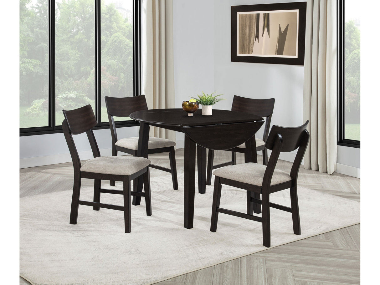 Catley Dark Coffee 5-piece Round Drop Leaf Dining Table Set by Coaster at Eve Furniture