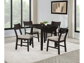 Catley Dark Coffee 5-piece Round Drop Leaf Dining Table Set by Coaster at Eve Furniture