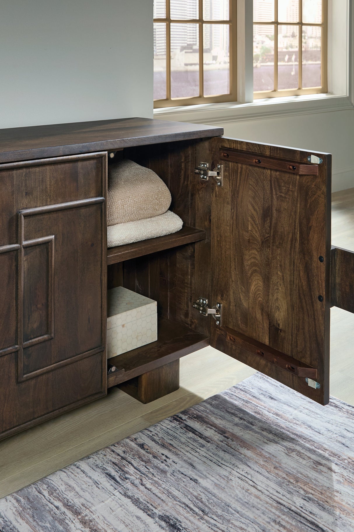 Cato Dark Brown Accent Cabinet by Ashley at Eve Furniture