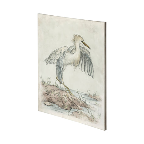 Cattle Egret by Mercana Studio a Hand Embellished Textured Canvas by Mercana at Eve Furniture