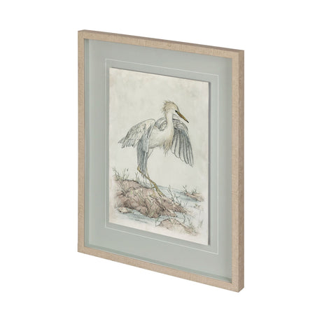 Cattle Egret by Mercana Studio a Hand Embellished Textured Framed Art Print Matted under Glass by Mercana at Eve Furniture
