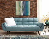 Caufield Biscuit-Tufted Sofa Bed Turquoise Blue