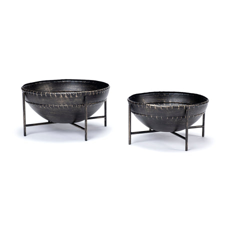 Cauldron (Set of 2) Brown Metal Bowls by Mercana at Eve Furniture
