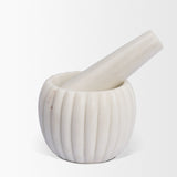 Cava Ribbed White Marble Mortar & Pestle by Mercana at Eve Furniture