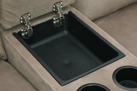 Cavalcade Slate Power Reclining Loveseat with Console by Ashley at Eve Furniture