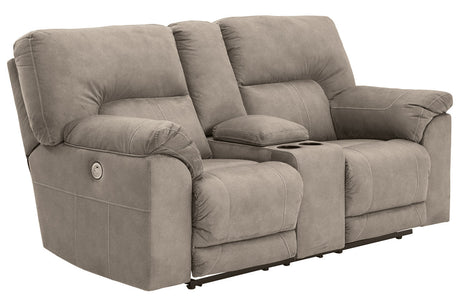 Cavalcade Slate Power Reclining Loveseat with Console by Ashley at Eve Furniture
