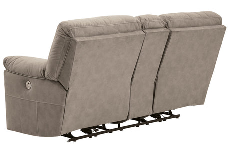 Cavalcade Slate Power Reclining Loveseat with Console by Ashley at Eve Furniture