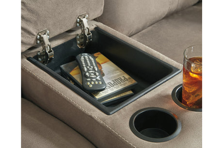 Cavalcade Slate Power Reclining Loveseat with Console by Ashley at Eve Furniture