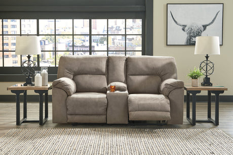 Cavalcade Slate Power Reclining Loveseat with Console by Ashley at Eve Furniture