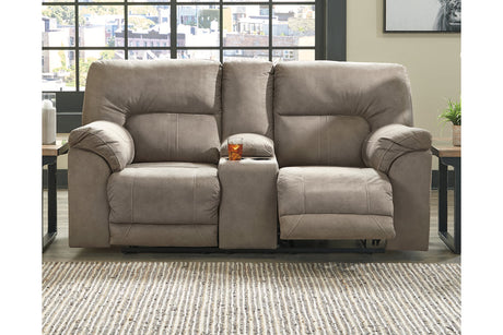 Cavalcade Slate Power Reclining Loveseat with Console by Ashley at Eve Furniture
