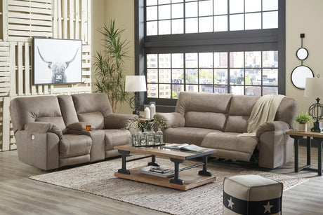 Cavalcade Slate Power Reclining Sofa and Loveseat by Ashley at Eve Furniture