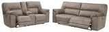 Cavalcade Slate Power Reclining Sofa and Loveseat by Ashley at Eve Furniture